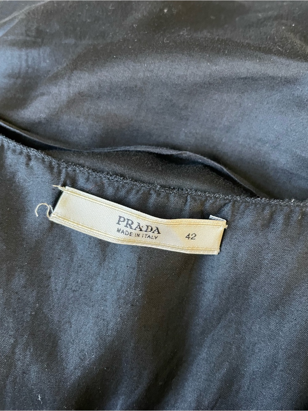 PRADA Black Ruched Ruffle Front V-neck Dress - Picture 9 of 11